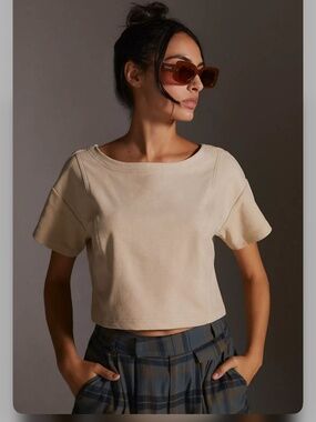Anthropologie faux suede tee